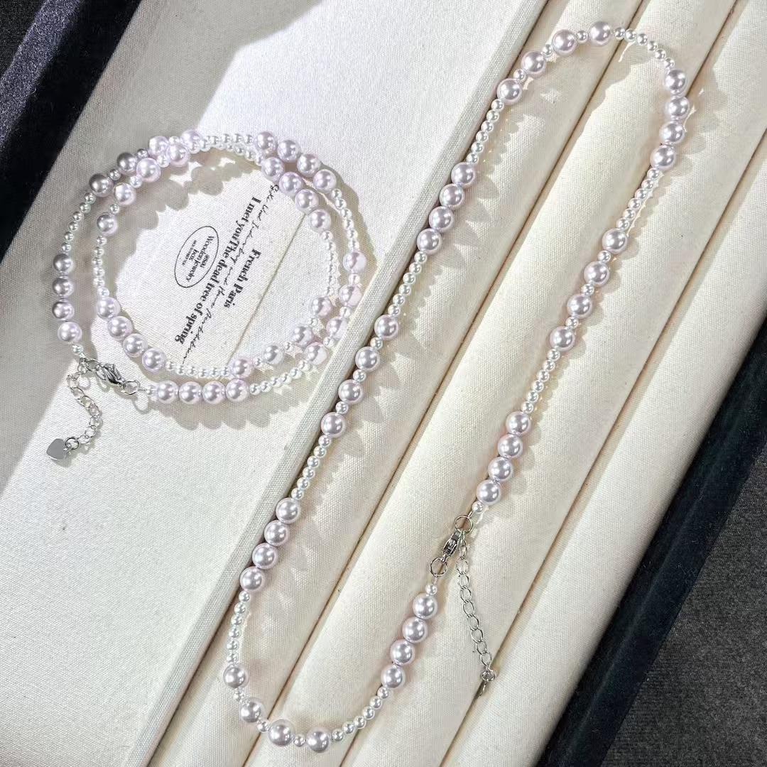 Vintage Strong Light High Quality Strong Light Artificial Crystal Pearl Necklace Collarbone Chain