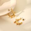 New C-shaped irregular curved hook stud earrings, stylish design, 18K gold titanium steel earrings, fade-resistant