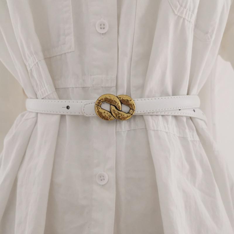 Genuine Leather Womens Waist Belt For Dresses And Coats With Silver Alloy Buckle For Casual And Office Wear