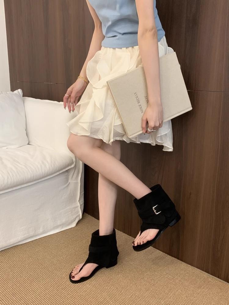 Cowboy boots sandals women's summer toe cool boots women's 2025 new flat flip-flops retro women's shoes summer
