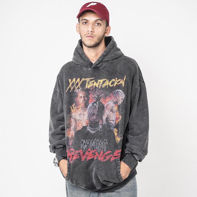 American Retro XXXTentacion Character Print Hip Hop Hoodie Sweatshirt