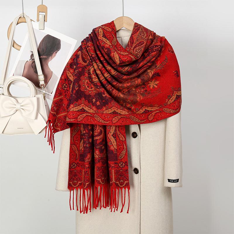 Warm Cashmere Poncho Shawl Scarf Luxury Print Thick Pashmina Winter Blanket Wraps Bufanda Casual Hijab Stoles Echarpe