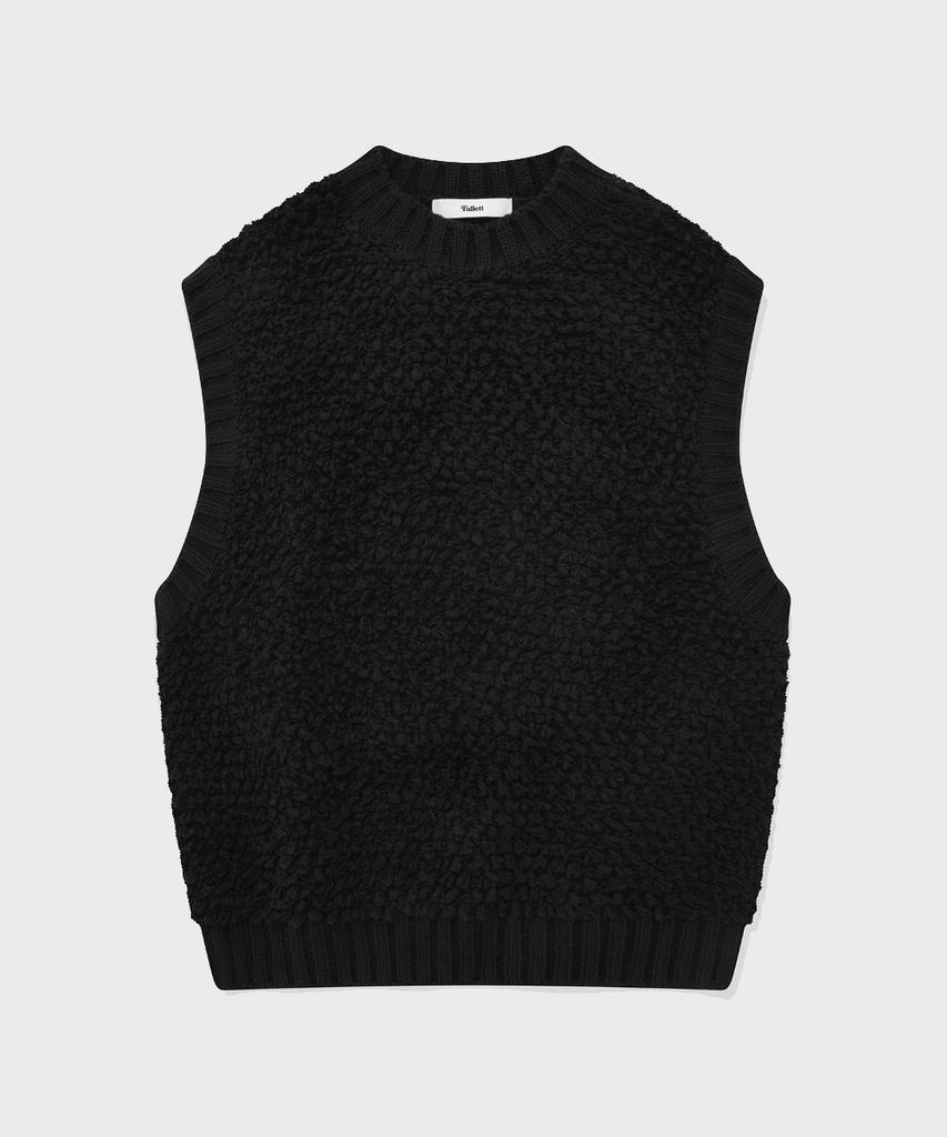 Fallett Fuzzy Hairy Knit Vest Black