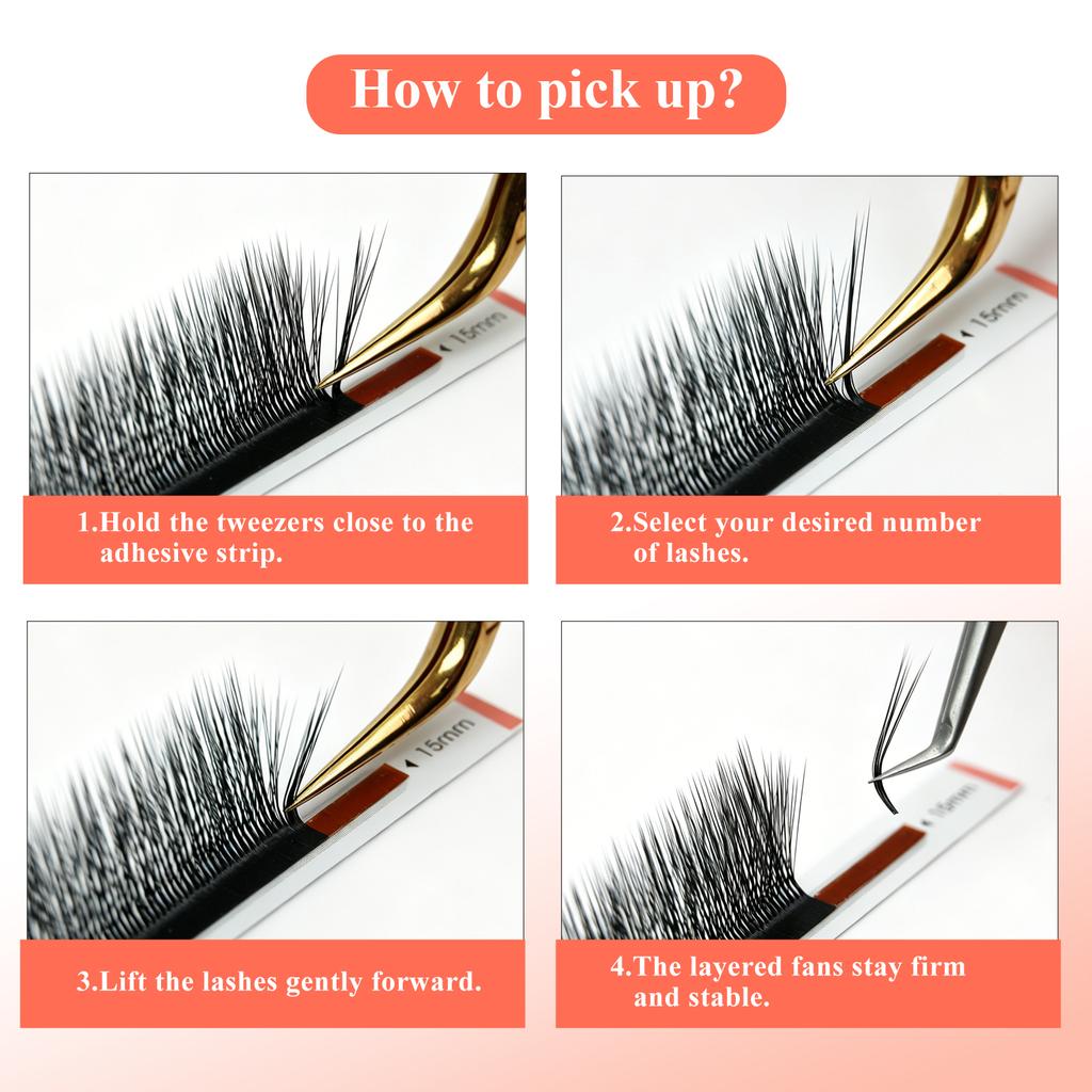 IFORME Wild Multiple Layered Camellia Eyelash Pre-glued Base Easy Fan Wispy Fluffy Eyelash Extension LB LC LD M LU