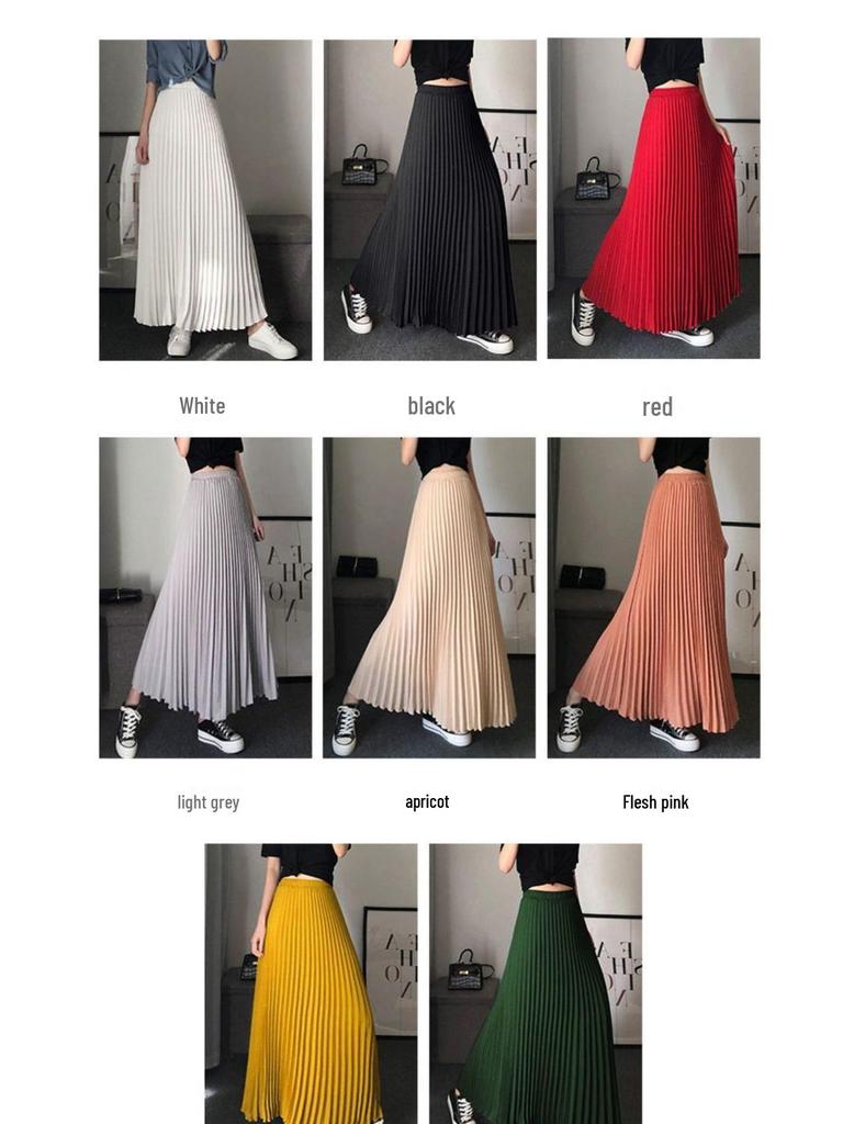 Bílá plisovaná midi sukně z šifonu s vysokým pasem - Délka ke kotníkům a zeštíhlující design