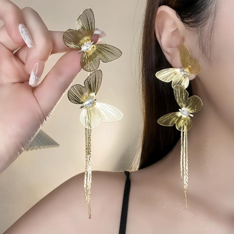 

Роскошные серьги-кисточки с бабочками из циркония для женщин, новые модные висячие серьги-подвески, женские персонализированные украшения для вечеринок, подарки янтарь