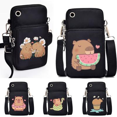 Süße Capybara Print Kleine Handtaschen Cartoon Frauen Umhängetaschen Harajuku Geldbörse Schultertasche Teen Mädchen Mini Handytasche
