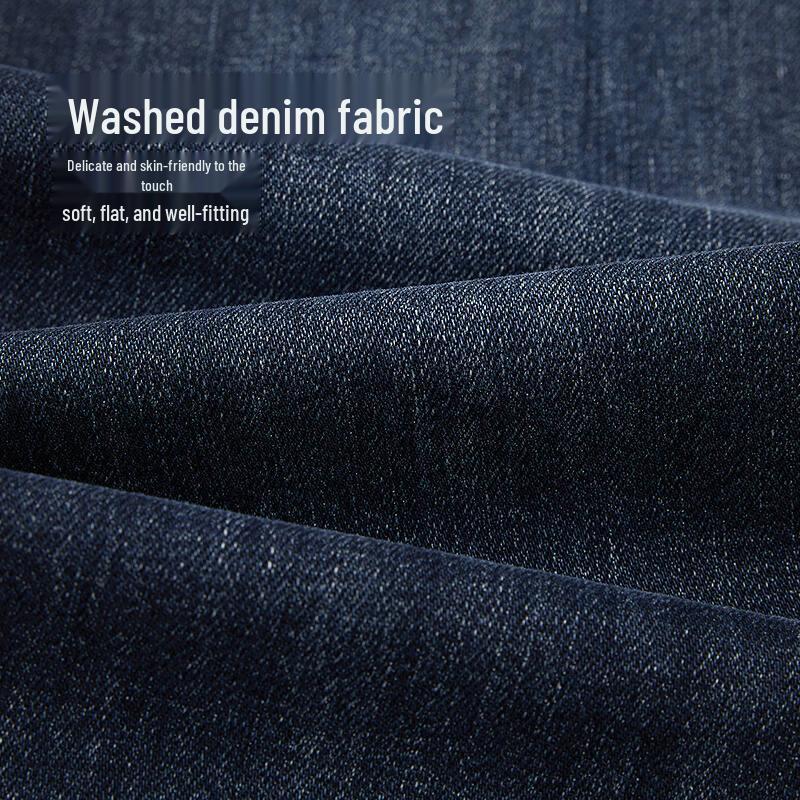 HLA Men's Washed Straight-Leg Five-Pocket Casual Jeans