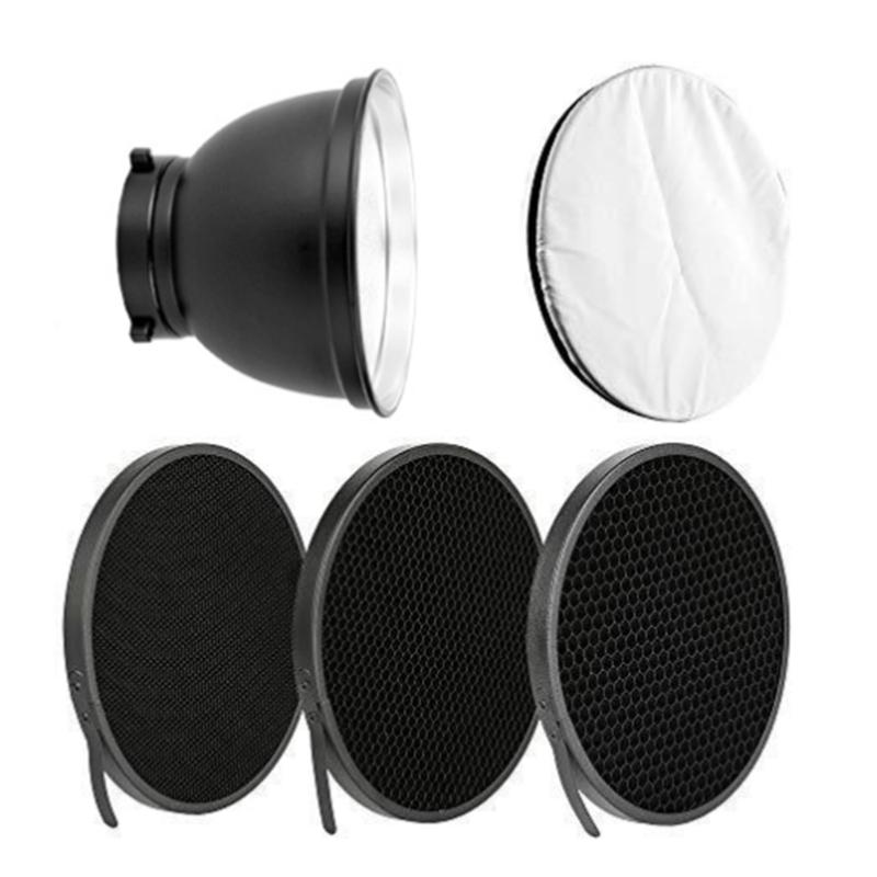 Baorong Mount 7inch Reflector Diffuser Lamp Shade with/without 20° 40° 60° Honeycomb Grid for Studio Strobe Lighting