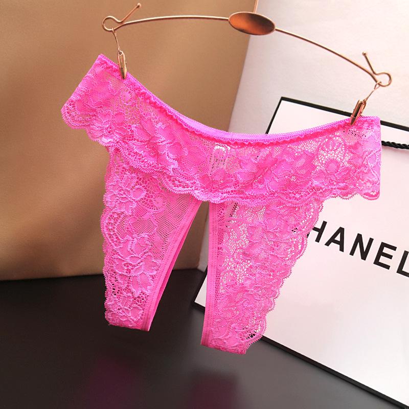 Plus Size Low Waist Sexy Lace Underwear for Women with Open Crotch