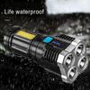 Super Light LED Flashlight COB Side Light USB Recharge Super Bright 4 LED Side Light 4 Modes Flashlight Built-in Battery Outdoor Hunting Camping