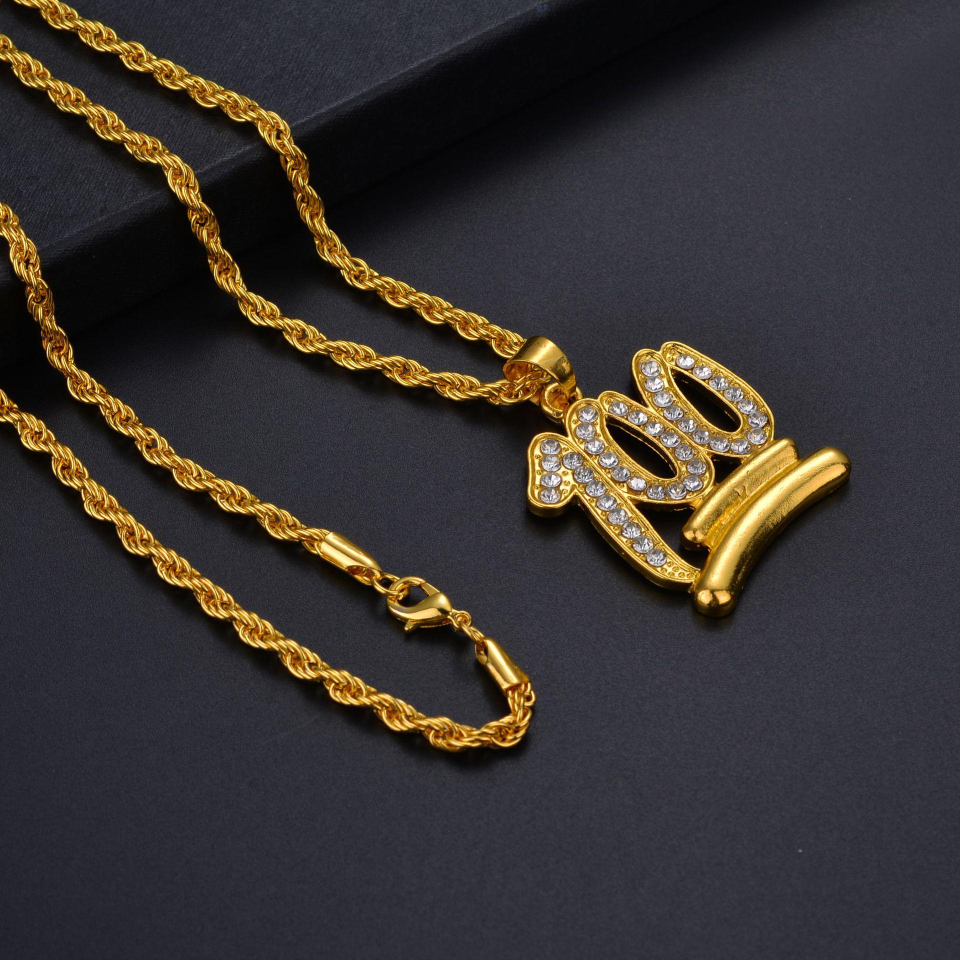 European  American Fashion Rhinestone Crystal Hip Hop 100 Point Necklace Sweater Chain