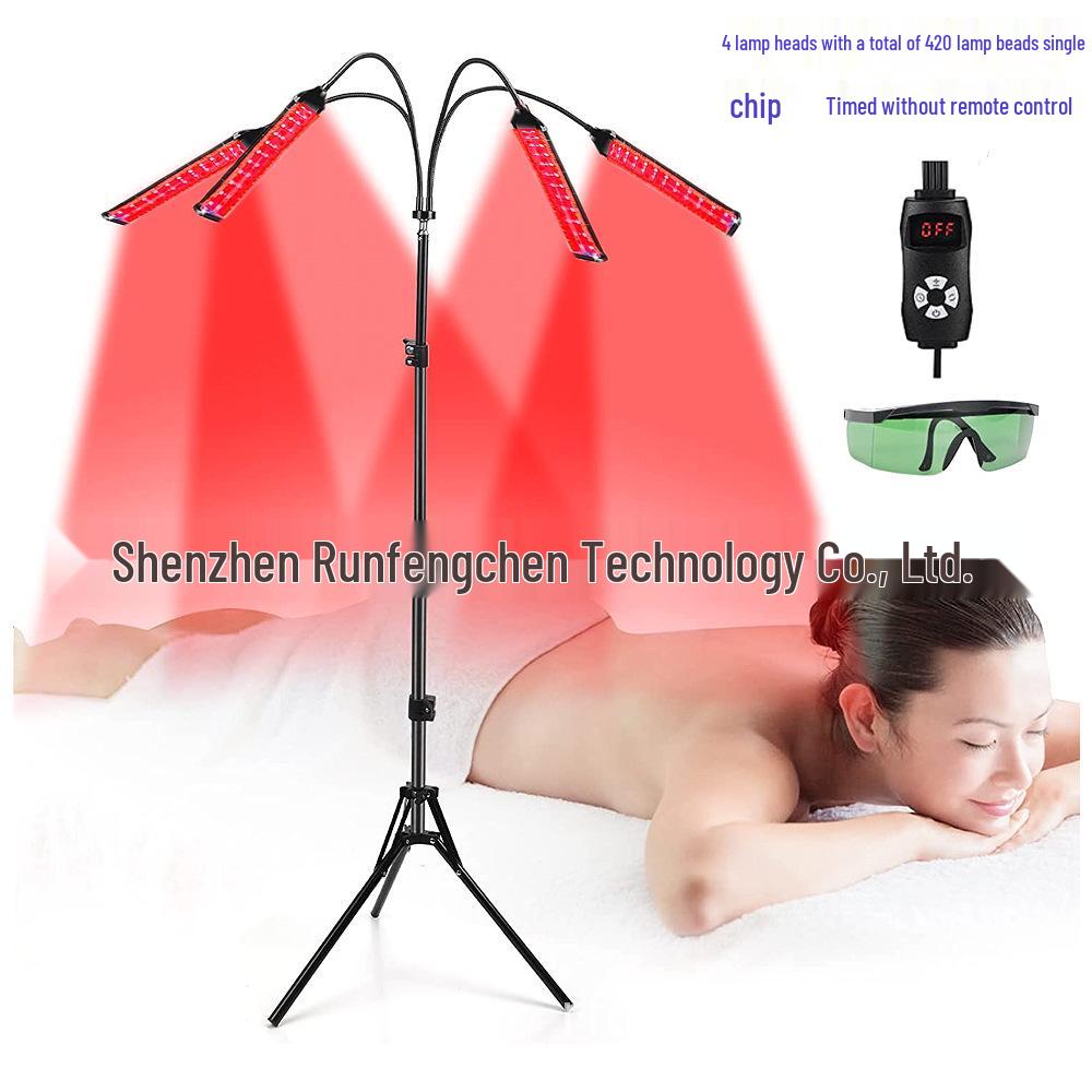 

Регулируемая 4-головочная 420 светодиодная телескопическая лампа для красной светотерапии с пультом дистанционного управления 420 LEDs + Tripod + US Plug + Timer чёрный