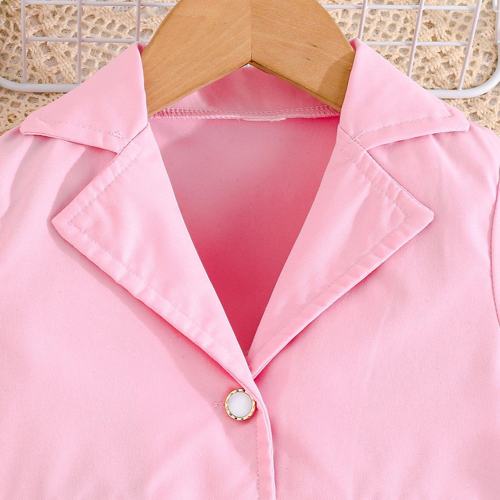 Frühlings- und Herbstanzug für Mädchen, rosa Anzug + Hose, Geburtstags-/Gastgeber-/Auftrittskleid