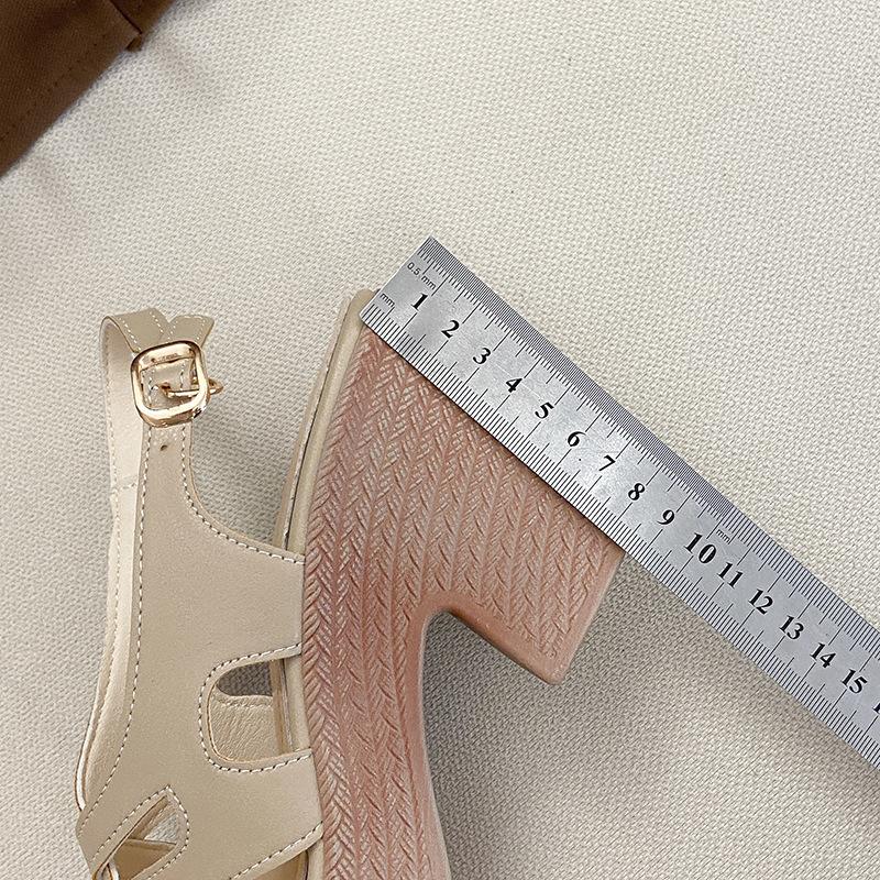 2025 summer new thick heel soft leather wedge heel thick sole female fish mouth temperament fairy with skirt Roman high heel sandals