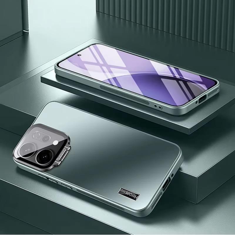 

Матовый противоударный чехол-подставка для телефона OPPO Reno 14 Pro с металлической защитой камеры и объектива, задняя крышка для Reno 14Pro Oppo Reno14 Pro зелёный