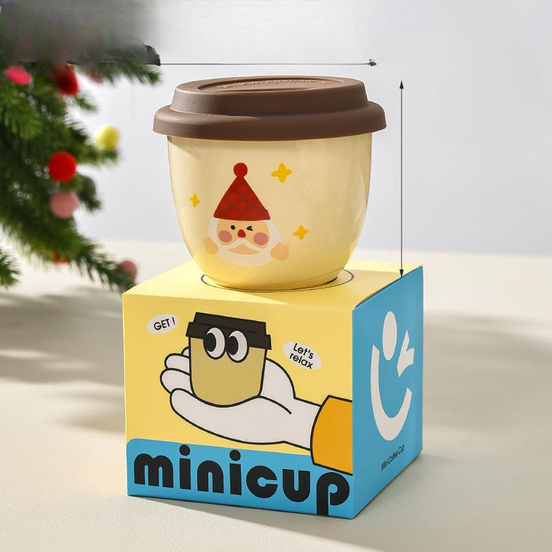 Weihnachten Keramik Handhaltetasse Winter Handwärmer Tasse Thermoskanne Kleine Kapazität Wasserbecher Kaffee Freizeittasse Silikondeckel Tasse