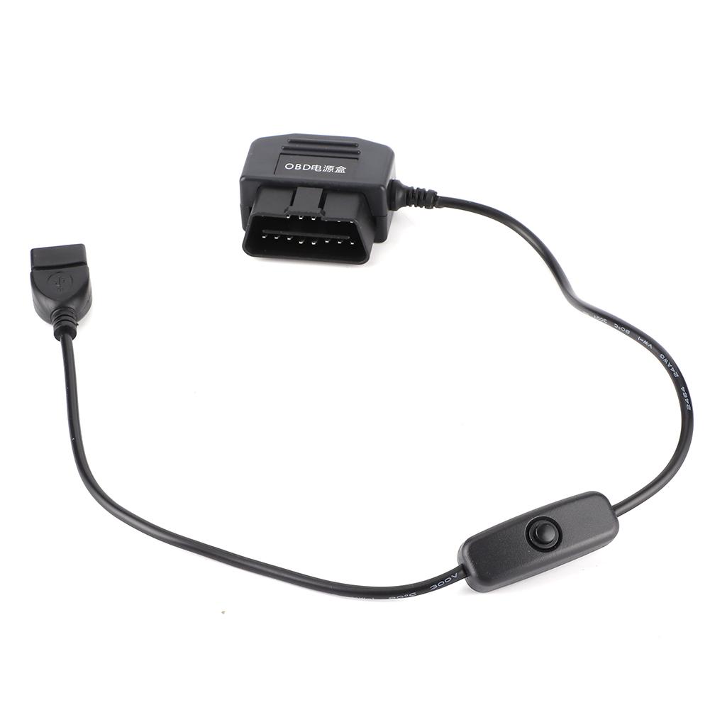 18.7in OBD2 USB Power Charging Cable 16Pin Connector Charger for Car GPS DVR Camera