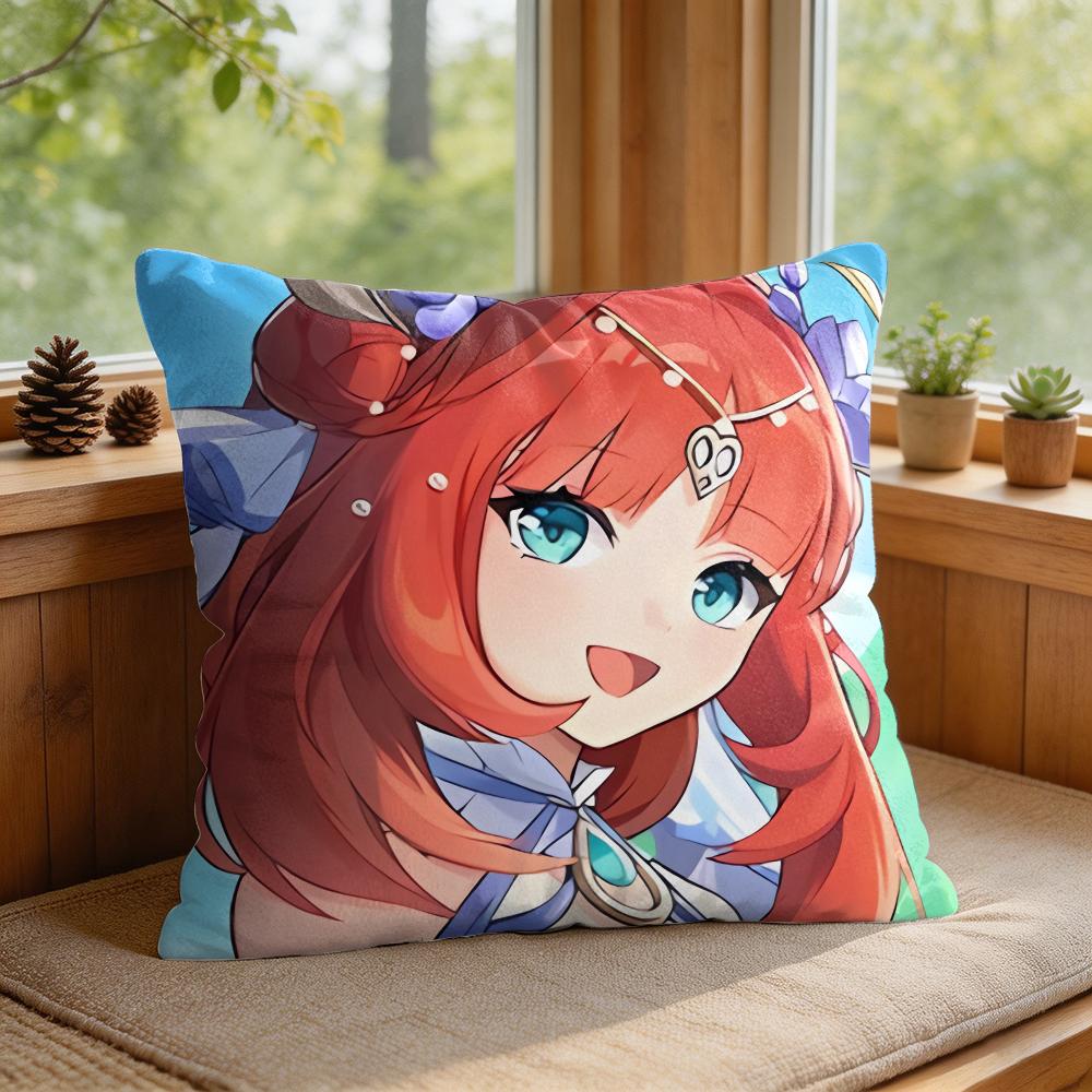 Nilou Cute Genshin Impact Cushion Cover Square Short Plush Pillow Case Living Room Sofa Home Decor Funda X