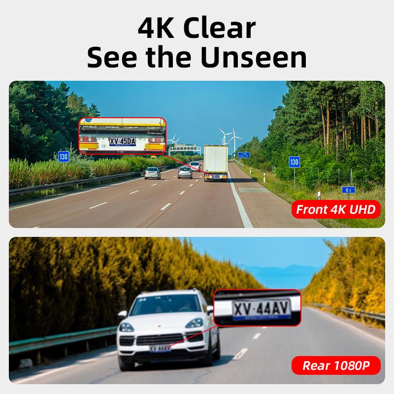E-ACE Dash Cam 4K Black Box Mini Car Dvr 1080P Reverse Camera WIFI GPS Loop Recording 24H Parking Monitoring Video Recorder