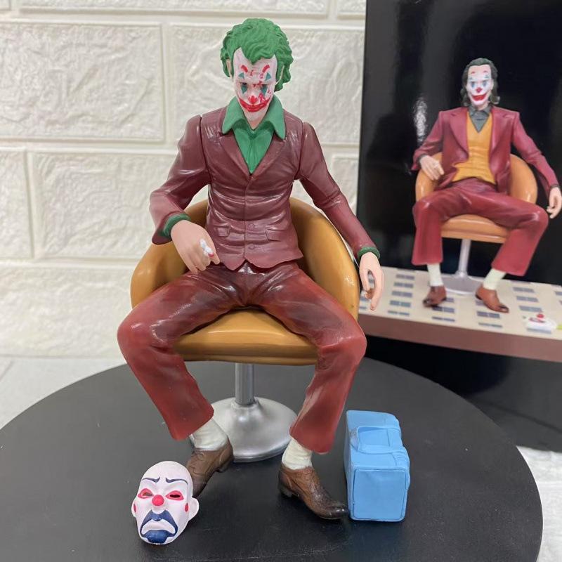 JOKER Red Clothes JieKun Clown Figure, Red Clothes Sitting Clown, Gotham Series Desktop Model Ornament Gift