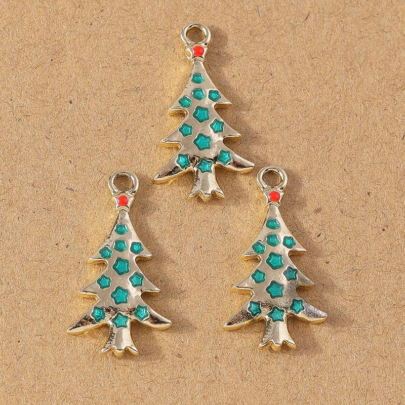 10pcs Enamel Christmas Tree Snowman Pendant Charms for Jewelry Making Christmas Earrings Necklaces DIY Accessories Supplies