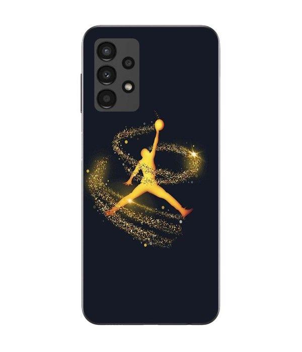 Coque Maniacase Pour Samsung galaxy A13 4g Jordan logo poudre filante dorée