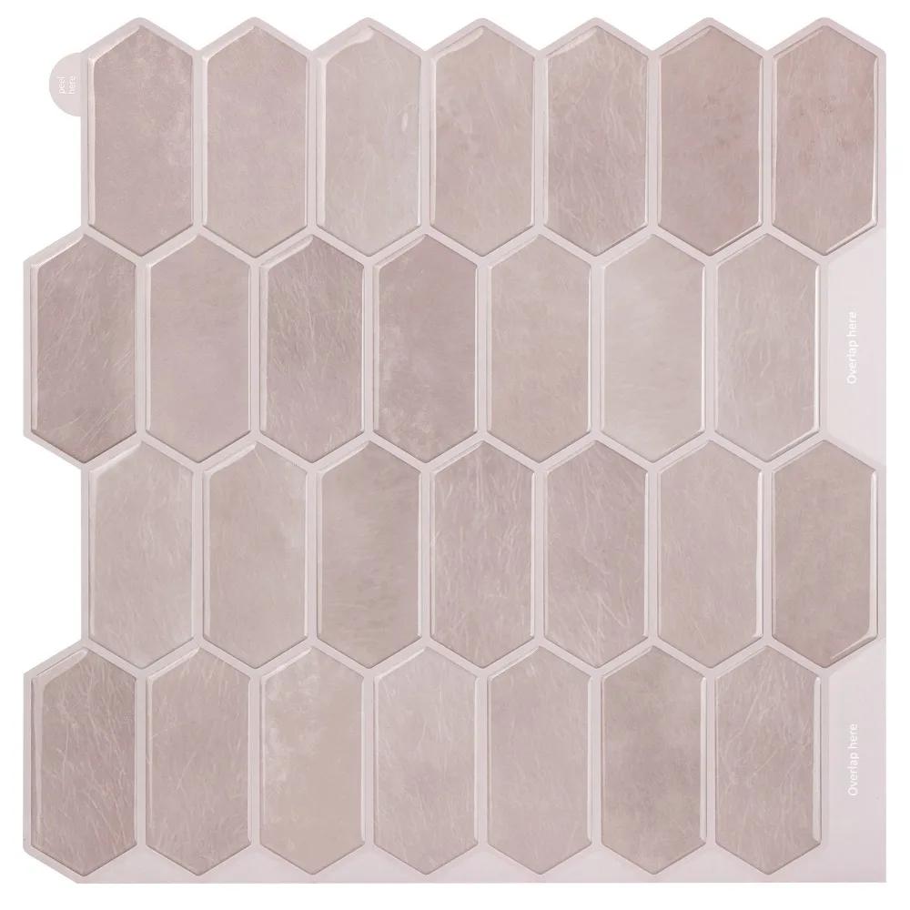 Self-adhesive Stereo Wall Stickers Waterproof 3D Peel and Stick Backsplash 12" x 12" Oil Proof Wall Tile for Kitchen Bathroom