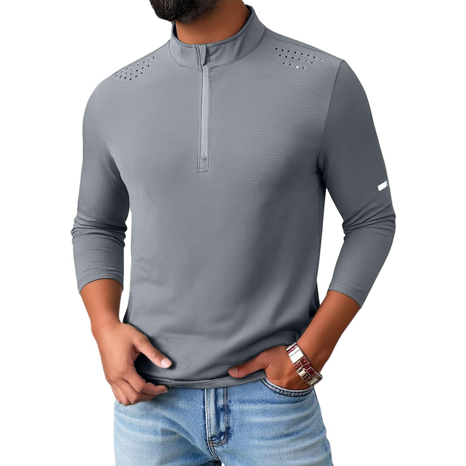 Мужской Фитнес Спорт Быстросохнущий Половина Молнии Самосовершенствование Пуловер Длинные Рукава Толстовка с Капюшоном L 2090₽
