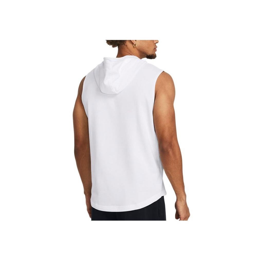 Under Armour Project Rock Grafikdruck Fleece Trainings Locker Kapuzen Ärmellose Weste Herren Westen Weiß 1383302-100