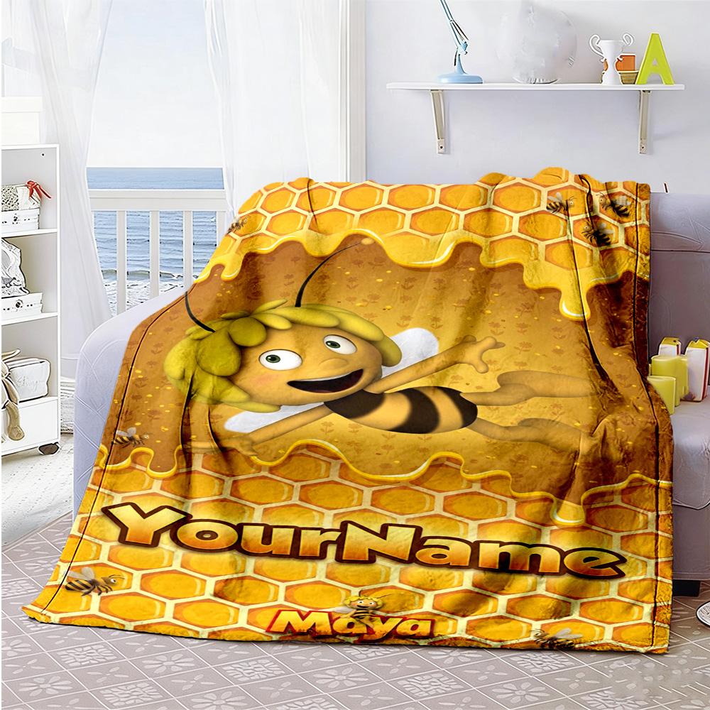 Biene Maja Customize Your Name Blanket Lightweight Personalized Blanket Comfortable Throw For Bed Nap Living Room Couch for All Occasions