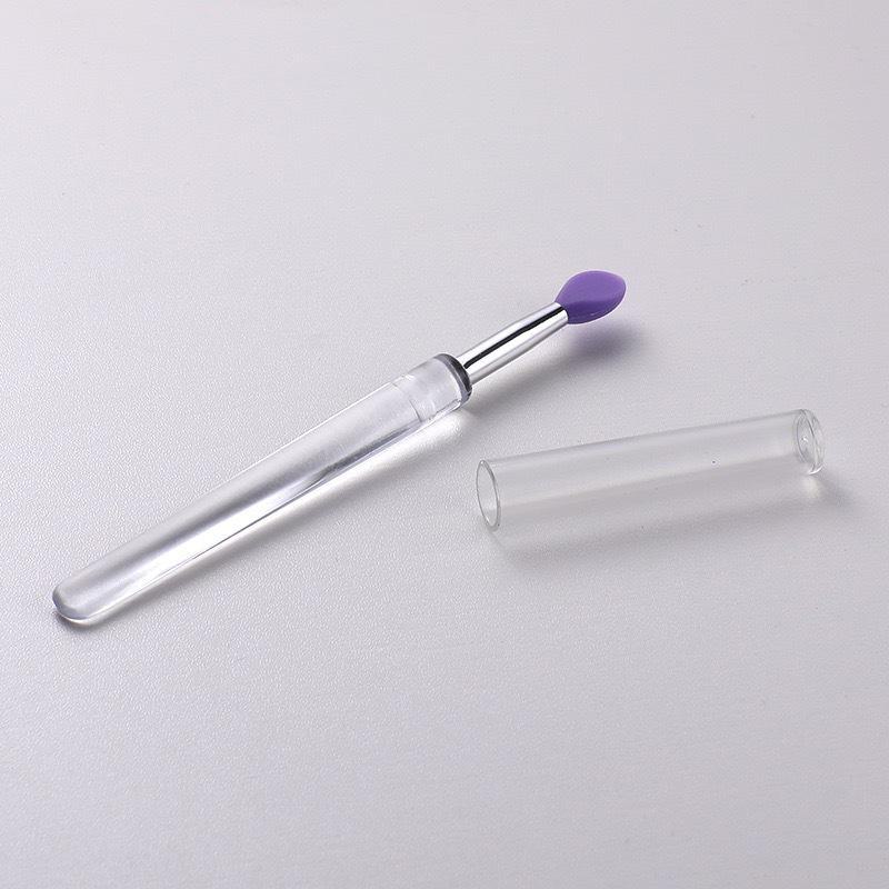 Silicone Lip and Eye Shadow Brush with Cover - Dustproof, Multifunctional, Portable and Sequin Design.
