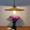 Retro Chinese Bamboo Pendant Light: Nostalgic Straw Hat Design for Hot Pot and Local Cuisine Restaurants