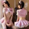 Sexy Seduction Pink Small Breast Nurse Suit Open Free Passion Clothes Cosplay
