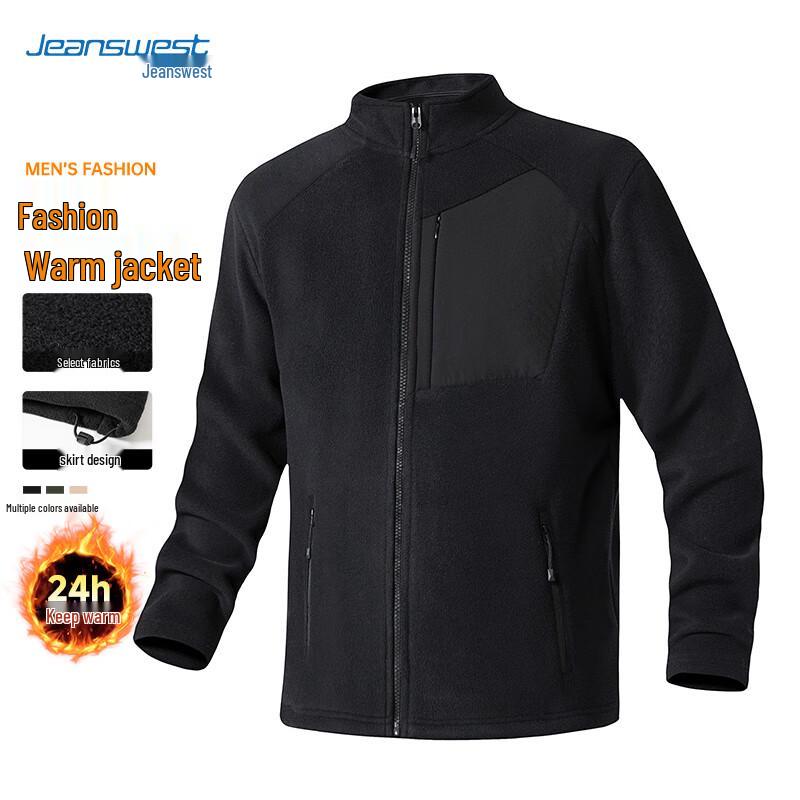 Мужская флисовая куртка JEANSWEST со стойкой L чёрный