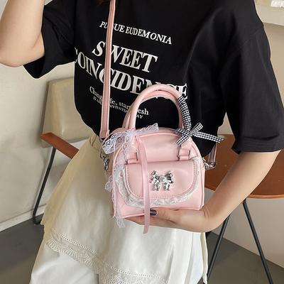 New Lace Bow Shoulder Bag Spring and Summer Atmosphere Messenger Bag Sweet and Cute Convenient Handbag