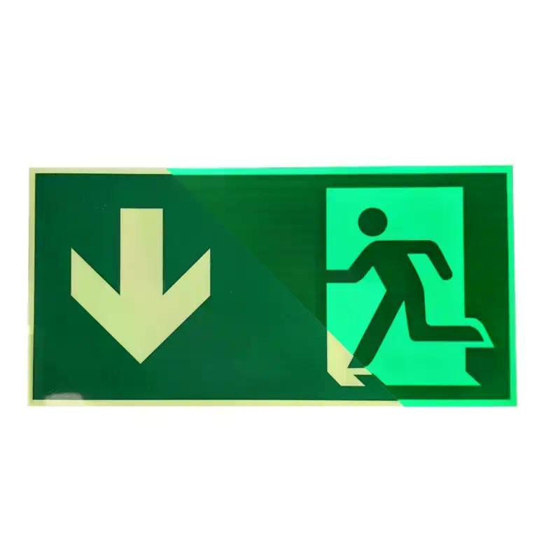 1 Sheet Glow-In-The-Dark Safety Exit Emergency Passage Sign Label Sticker Luminous Escape Direction Guide Sign Stickers