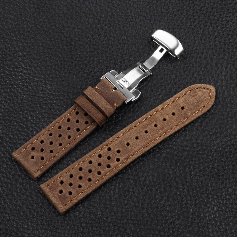Breathable Genuine Leather Watchbands Women Men 5 Colors Strap 20mm 22mm 24mm Smart Watch Band Deployment Clasp