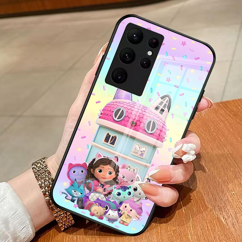 Cartoon Gabbys Dollhouse Phone Case For Samsung S26 S25 Edge Ultra 23 22 21 20 Ultra Plus S24 Fe Glass Cover