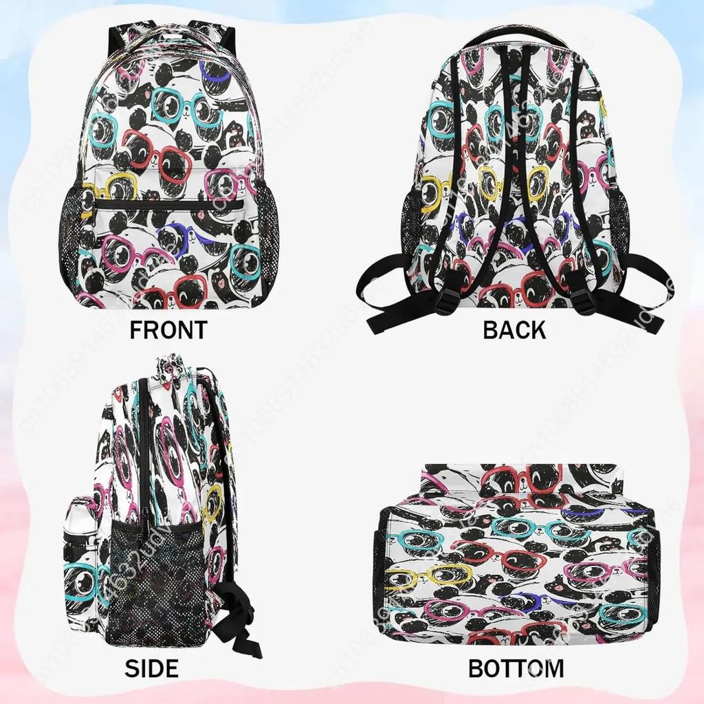 Cute Panda School Backpack for Teen Student Bookbag Animal Laptop Backpack Casual Travel Daypack Computer Bag Schoolb