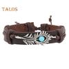 6-teiliges Set mit geflochtenen Armbändern in verschiedenen Formen, Holzperlen-Dekor, Pfauenfeder-Anhänger, Retro-Ethno-Stil, Kunsttürkis-Stein, Steinarmband, Handgelenk