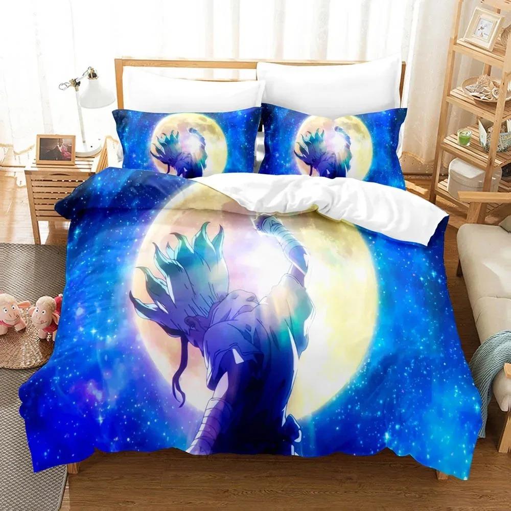 3D Printed Dr.Stone Senku Bedding Set Boys Girls Twin Queen Size Duvet Cover Pillowcase Bed Boys Adult Home Textileextile