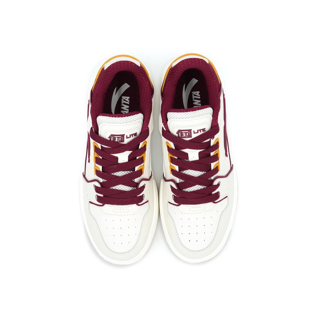 Anta Street Fun Lifestyle Series Comfortable Versatile Non-Slip Wear-Resistant Low-Top Skate Shoes Women sneaker White Red 122438071R-2