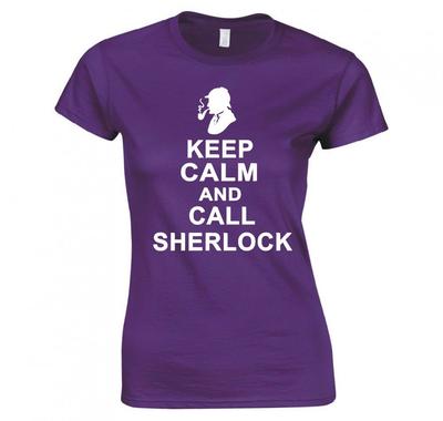 Sherlock Holmes Keep Calm And Call Sherlock Ladies TShirt New