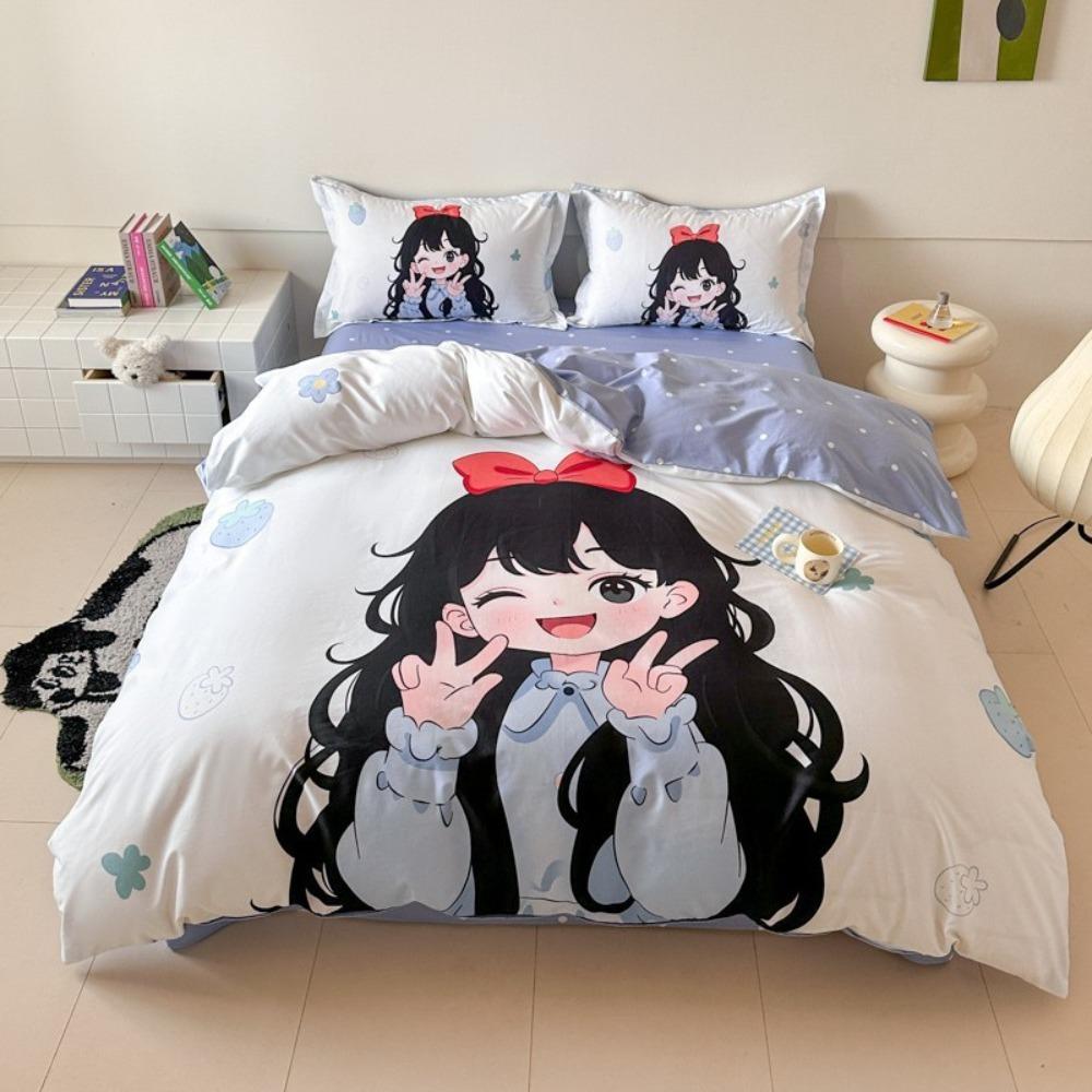 Cartoon  princess Motif,Bed Linen,Microfibre Bedding Sets, Children's Bed Linen  for Teenagers 3D Printed  DuvetCover with Zip