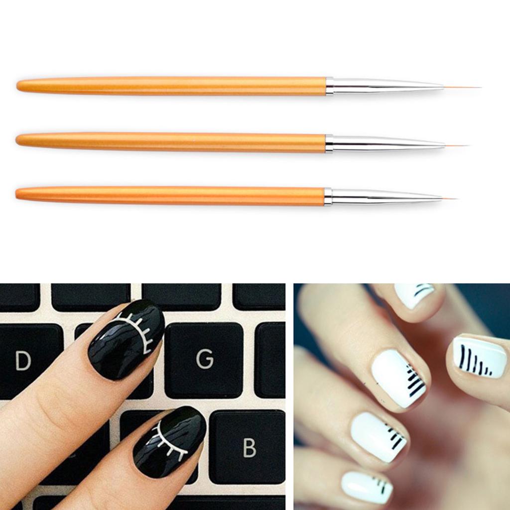 3 Pcs Nails Art Liner Brushes Nails Painting Brush Nails Art Brushes Nails Art Drawing Pen Manicure Tool for Salons