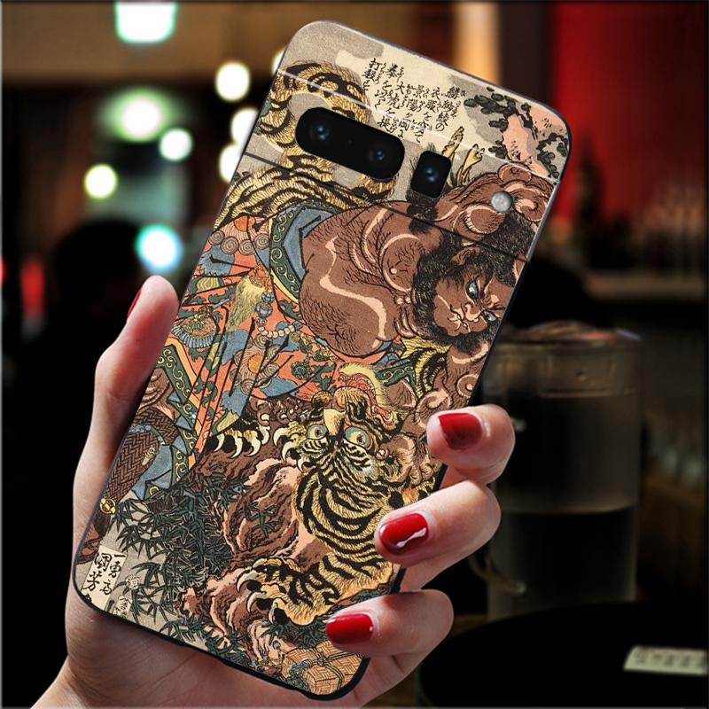 Phone Case For Google Pixel 10 9 Pro XL 9A 8 7 6 Pro Pixel 8A 7A 6A Pixel 8 7 6 5 Japanese ukiyo-e Art Panther leopard Tiger