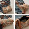 Chinese Style Vintage Print Underarm Bag Fashion Canvas Shoulder Bag Texture Temperament Crossbody Bags for Women Handbags
