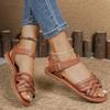 Fashion Shoes for Women 2025 Summer New Women Flat Sandals Bottom Roman Strap Sandals with Non Slip Rubber Soles Ladies Daily Sandalia