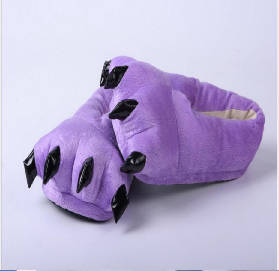 Unisex Dinosaur Claw Cotton Slippers: Cozy Autumn/Winter Velvet Heels, Large Sizes